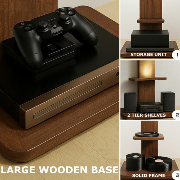 BMBO 2 Tier Adjustable TV Floor Stand With 2 Shelves