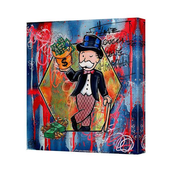 Benjamin Tate Design Contemporary Graffiti Style Canvas Art Print Rich Gentleman Holding Money