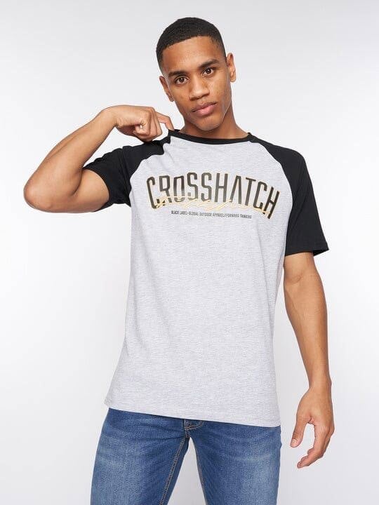 Crosshatch Plotmar T-Shirt Black/Light Grey Marl