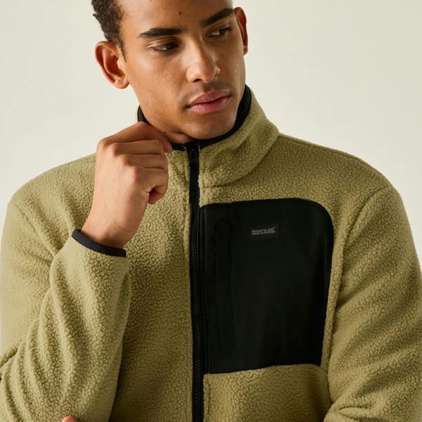 Regatta Mens Frankie Borg Fleece Jacket - Desert Beige/Black - 
