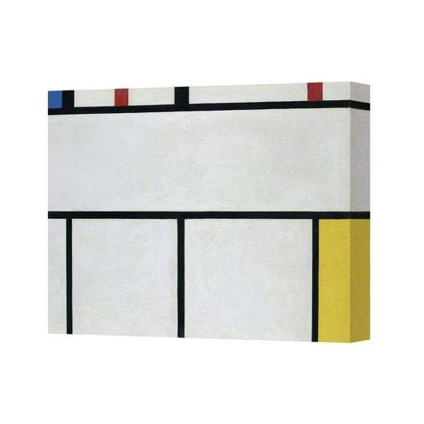 Benjamin Tate Design Mondrian Inspired Abstract Canvas Wall Art White Black Lines Red Accents