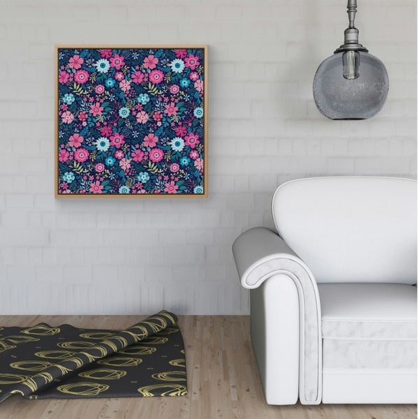 Warren Reed Cute Colourful Flower Pattern Framed Canvas