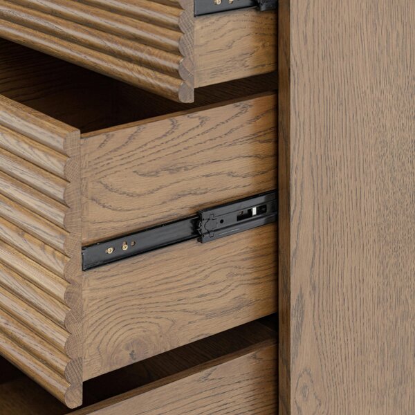 Wyld Haus Mandarina Retro Natural Walnut Ribbed Six Drawer Chest