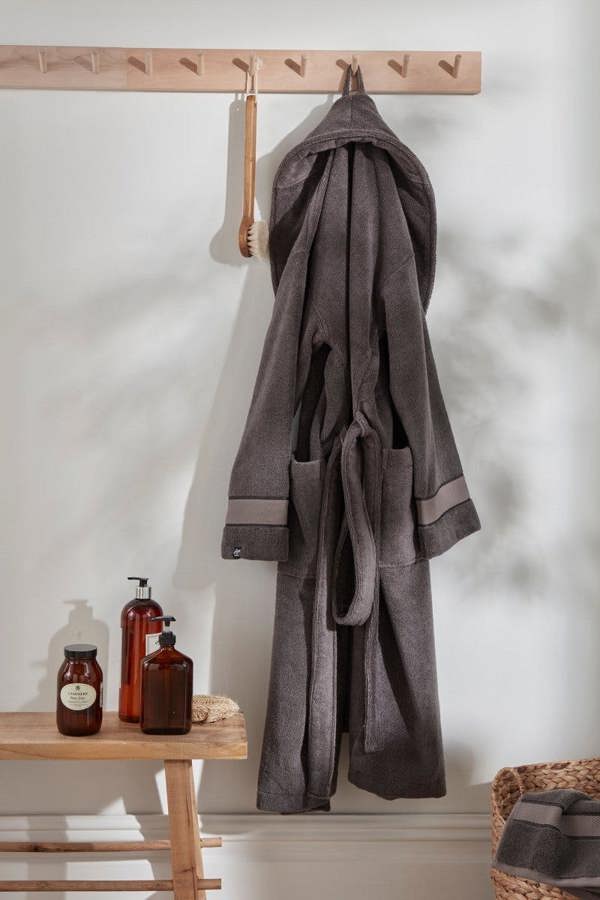 Mister You Bamboo Towelling Robe in Smoke Grey - Robes
