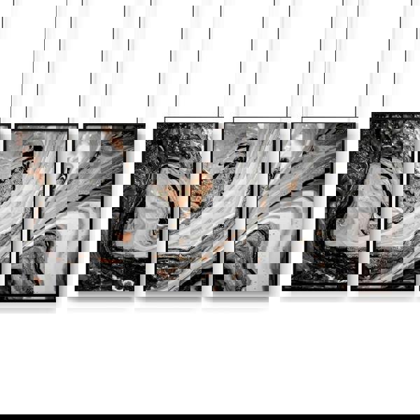 Abstract large wall art | set of 3 Black and Gold wall art prints