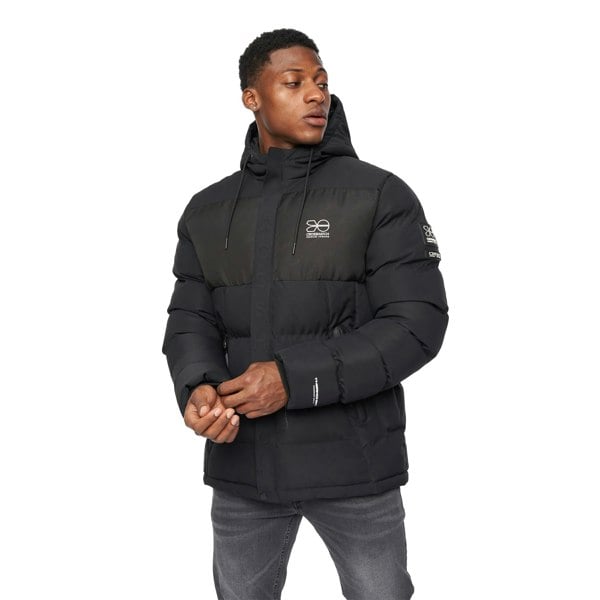 Crosshatch Mens Tenthley Embossed Padded Jacket - Black
