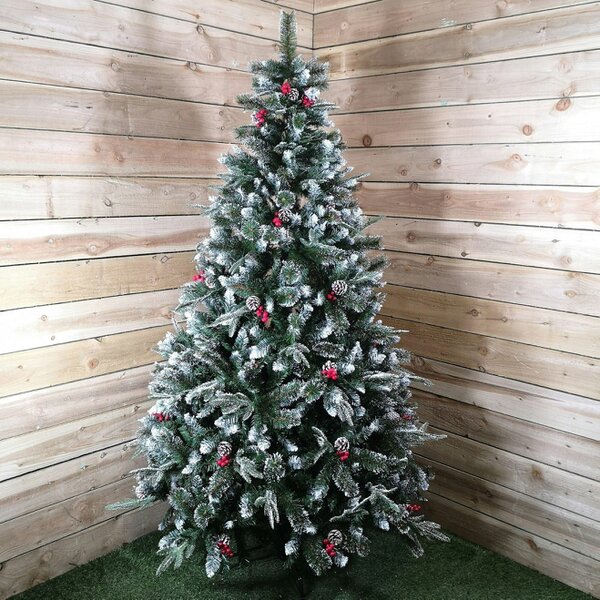 Samuel Alexander Premier Christmas Tree 8ft New Jersey Spruce PVC PE Bristle Festive Berries Cones