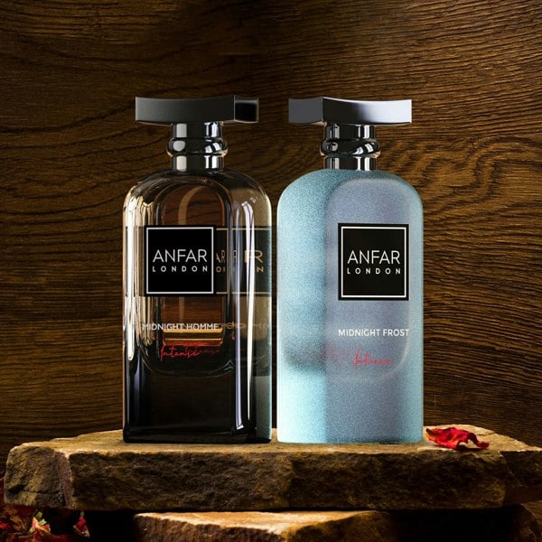 Anfar Midnight Frost Intense 100ml Extrait Perfume bottle lineup