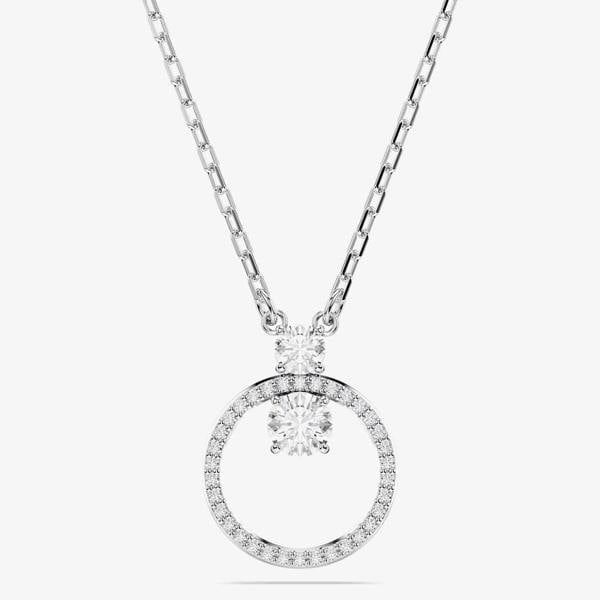 Swarovski Constella Rhodium Plated White Circle Necklace 5692261
