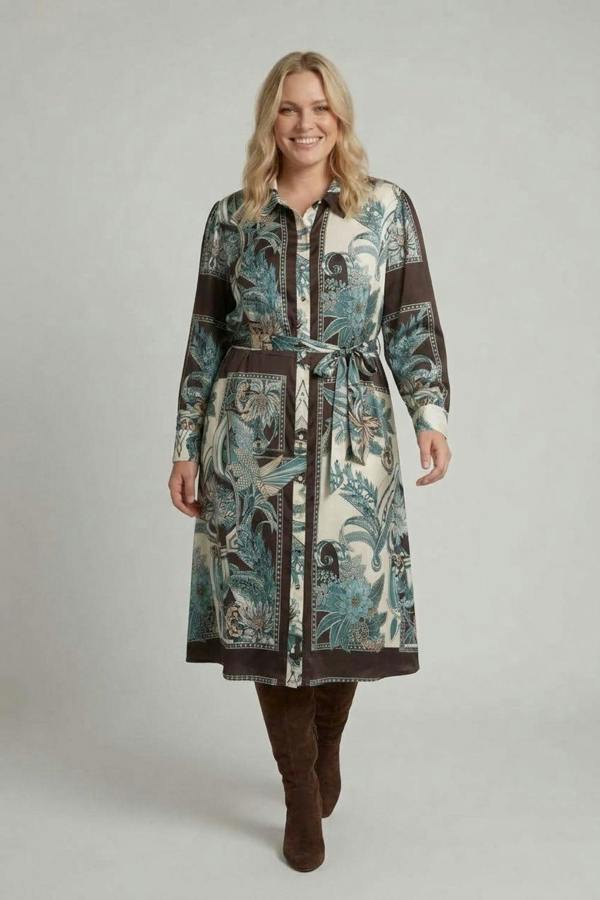 Black | Curve Long Sleeve Printed Maxi Dress