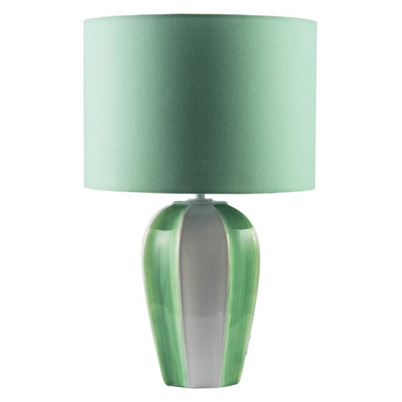 Happy Homewares Elegant Hand Painted Emerald Green Ceramic Gloss Table Lamp with Shade