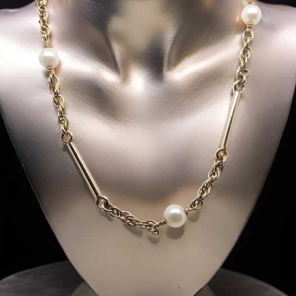 Vintage Tom A pearl and gold necklace