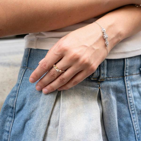 Spero London Elegant Sterling Silver Bracelet with Emerald-Cut & Teardrop Gemstones