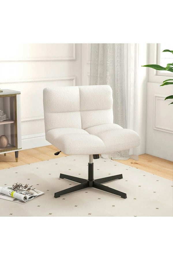 Living and Home White Upholstered Armless Leisure Chair
