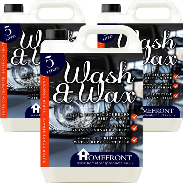 Homefront Wash and Wax Car Shampoo - Deeply Cleans to Remove Dirt & Grime - Leaves A Streak-Free Shine 10L