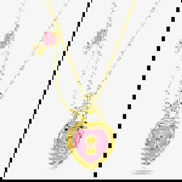 Swarovski Idyllia Gold Tone Plated Pink Heart Key Necklace 5737288