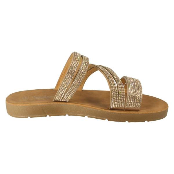 Savannah Ladies Savannah Slip On Diamante Detailed Summer Sandals F00448