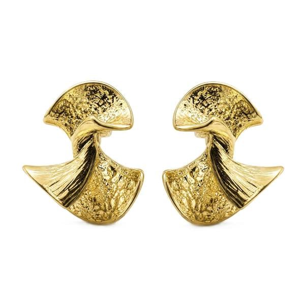 Gold Trip Lotus Clip On Earrings