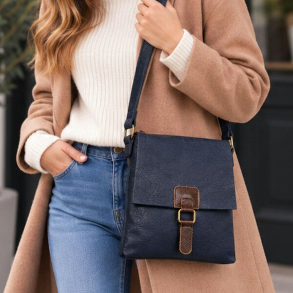 Love EMVY Wander Ladies Vintage Style Buckle Crossbody Bag - Navy