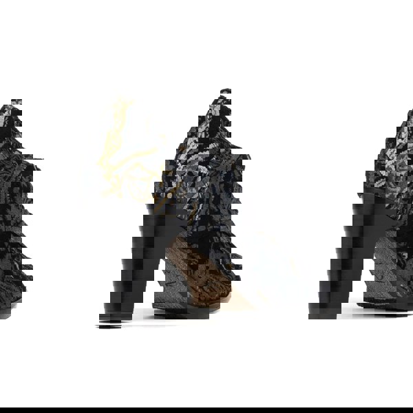 Embassy London Roulette - Black & Grey & Gold - Women's leather heeled oxford lace-up