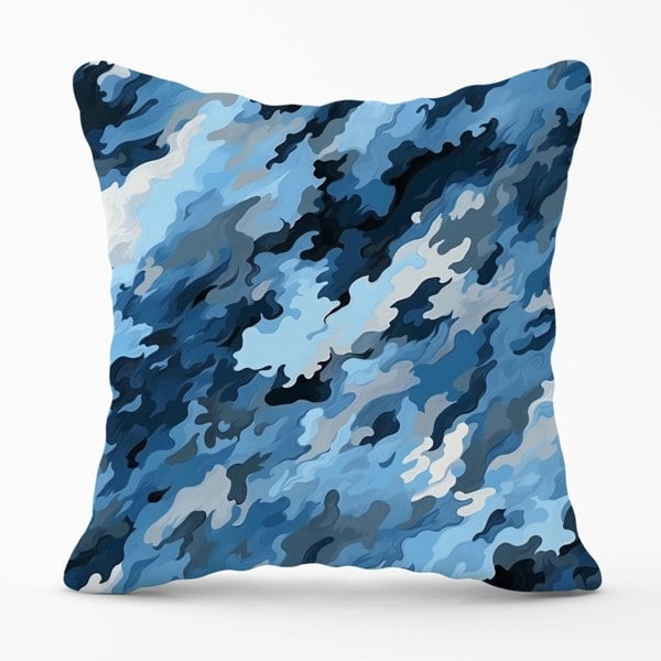 Warren Reed Blue And Grey Canvas Brushstrokes Cushions