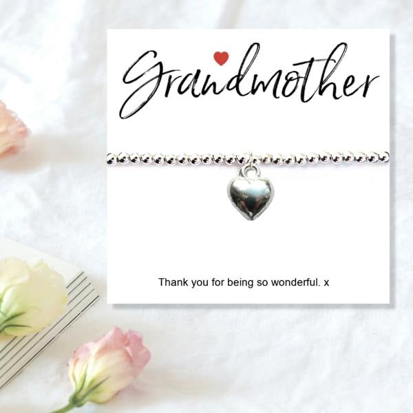 Aye Do Gifts Grandmother Message Gift Card with Heart Charm Bracelet