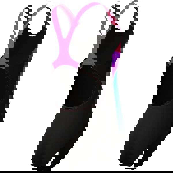 Speedo girls splashback swimsuit in dark pink/black with endurance+ fabric