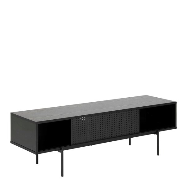 Wyld Haus Cambridge Industrial Black Mesh TV Unit 1 Sliding Door