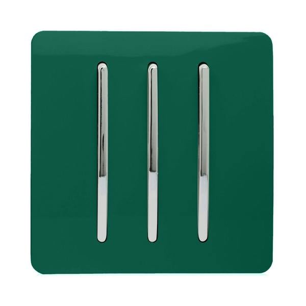 Trendi Switch 3 Gang 1 or 2 way Rocker Light Switch in Dark Forest Green
