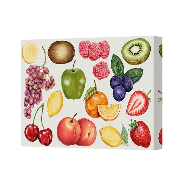 Benjamin Tate Design Fruit Canvas Wall Art Print Collage Mixed Citrus And Berries
