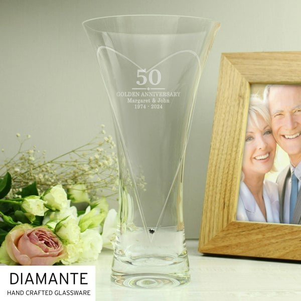 Personalised Memento Company Personalised Special Year Diamante Heart Vase
