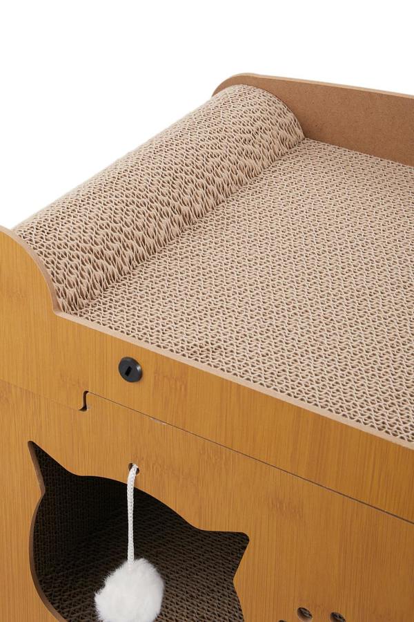 Living and Home Cat Scratcher House with Hanging Plush Balls for Indoor