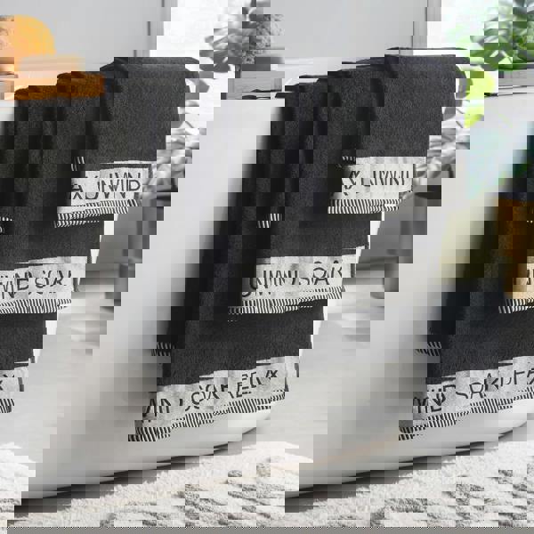 Catherine Lansfield Relax And Unwind 4 Piece Towel Set Black