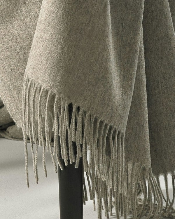 Grey Cashmere Throw Classic Tassel Hem Ripple