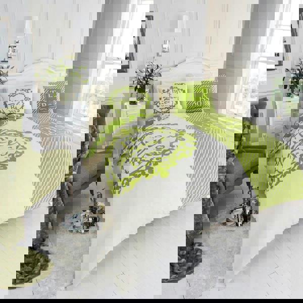 Smart Living The Real Boss Duvet Cover and Pillowcase Set - Green/Cream