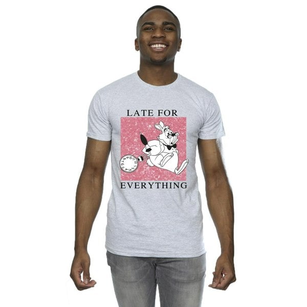 Disney Mens Alice In Wonderland White Rabbit T-Shirt - Sports Grey