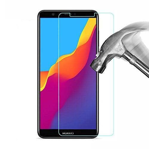 KAV  & Pack of 3 Tempered Glass Screen Protector for Huawei Y6 2018 [Shatterproof] [9H Hardness] [Easy Bubble-Free Installation]