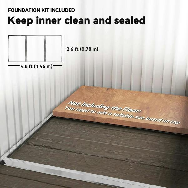 Metal shed foundation kit setup with floor base platform and corner layout