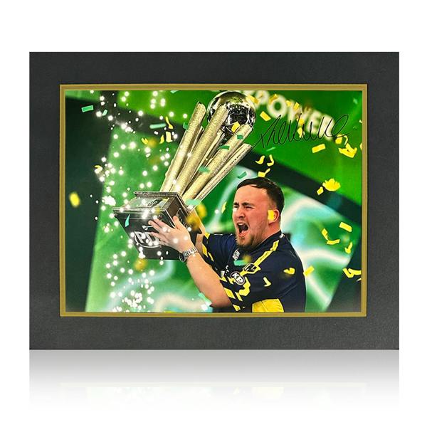 Luke Littler Signed 2025 World Champion Image Deluxe Mount