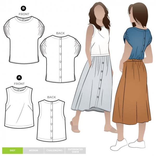 Style Arc Sewing Pattern Bonnie Tops - Tops for Women - Easy