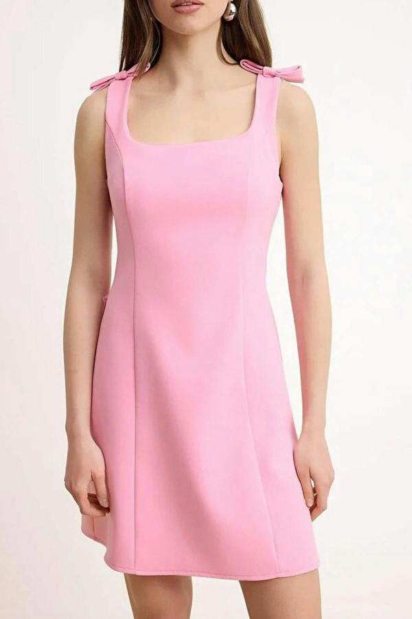WOVCOR A-Line Mini Woven Dress with Bow