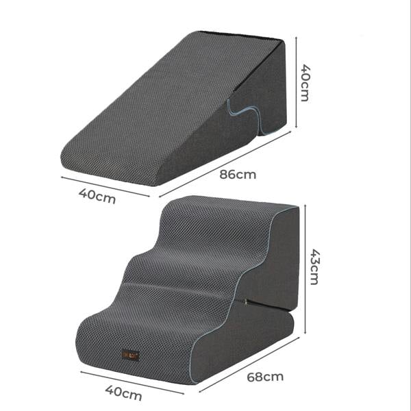 Skylos 2 in 1 Dog Ramp 3 Step Pet Stairs Ladder Foam Non Slip Washable Cover
