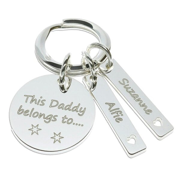 Christopher James of London Sterling Silver Daddy Keyring With Personalised Tags
