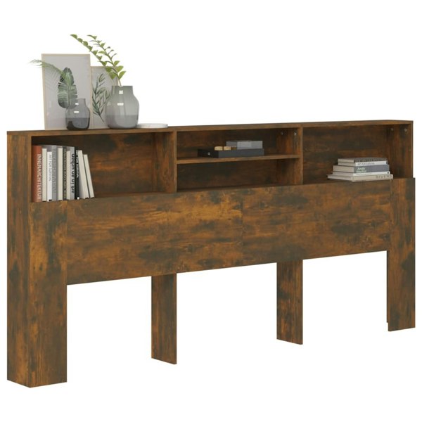 Berkfield Headboard Cabinet Smoked Oak 220x19x103.5 cm