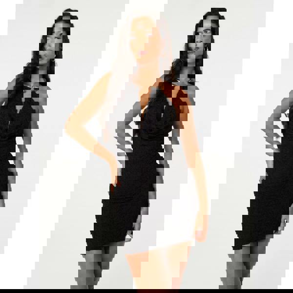 Pink Vanilla Lace Gold Halter Neck Dress