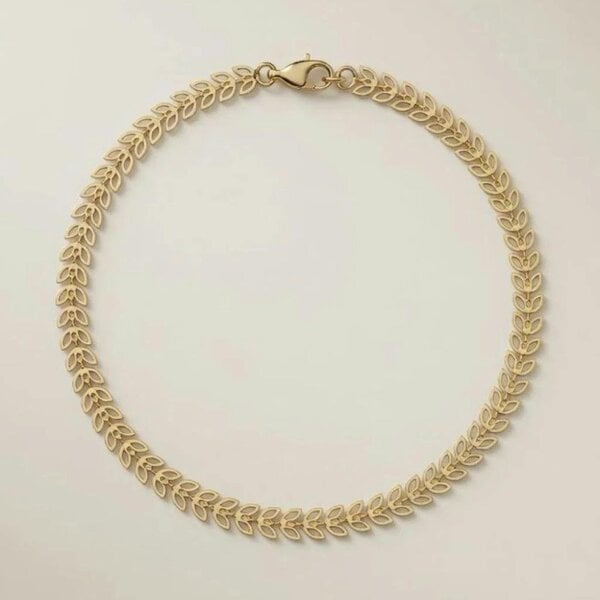 The Colourful Aura Golden Brass Hollow Leaf Minimalist Boho Thin Slim Foot Payal Anklet