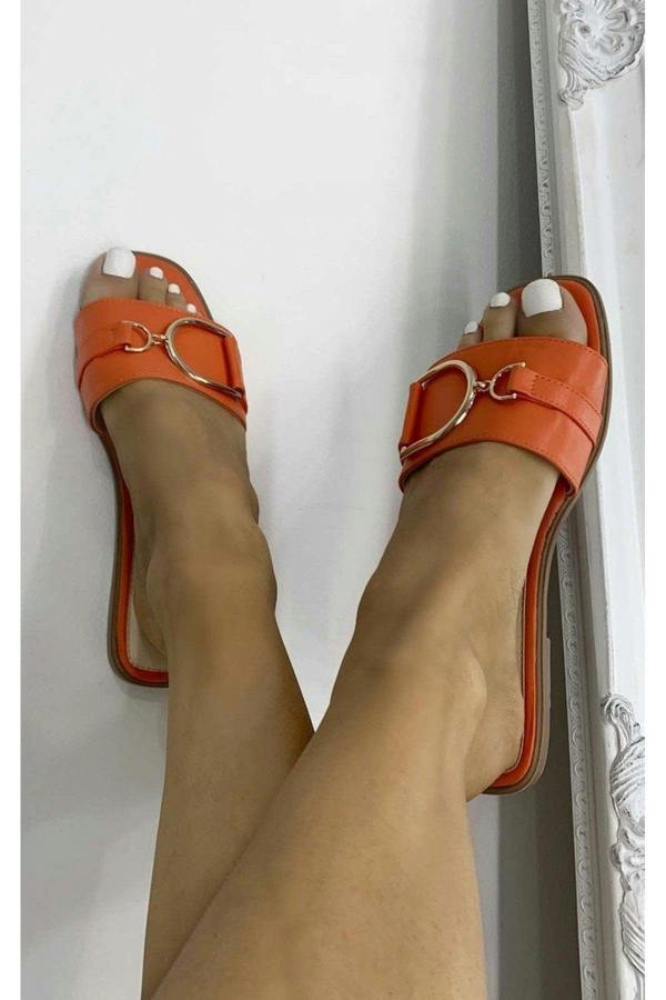 Ashleigh Gold Detail Sliders - Orange