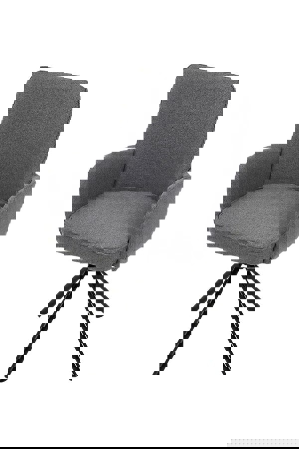 Living and Home Grey Linen Modern Swivel Chair with Black Legs