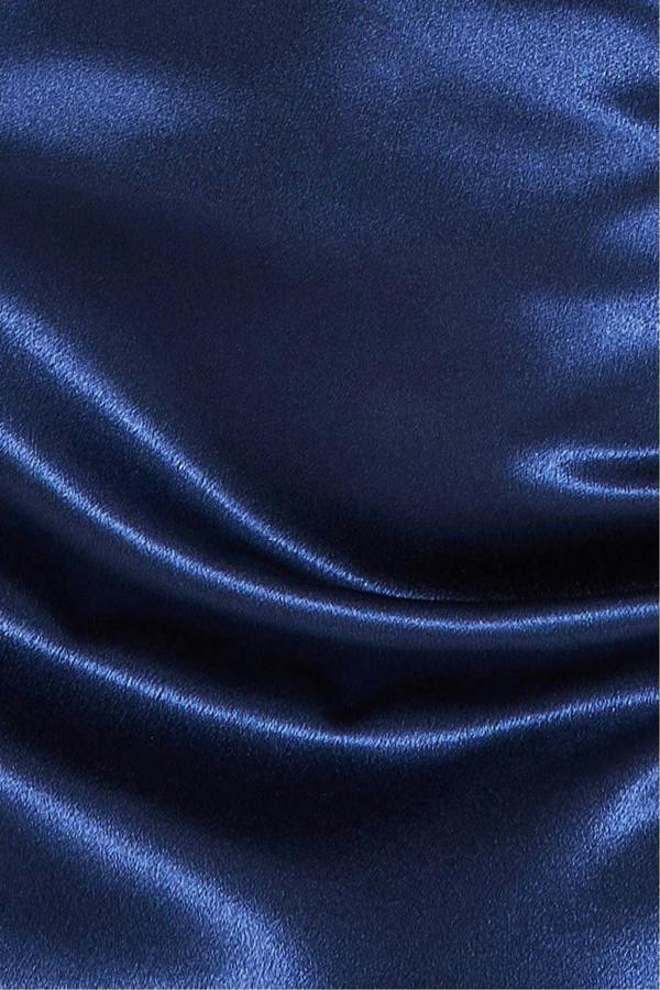 Cowl Neck With Strappy Back Satin Maxi - Navy DR2113