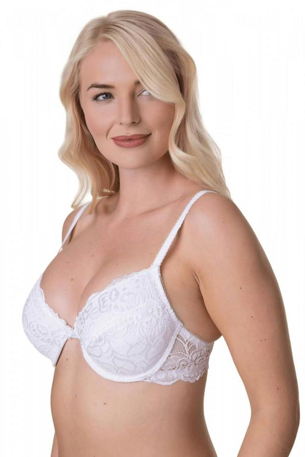Camille Women's Underwired Bra in White Floral Lace Padded Cup Lingerie